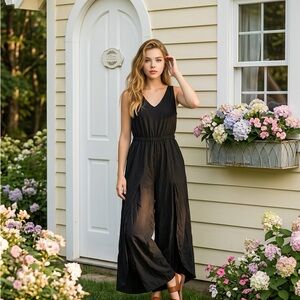 Elegant Black V-Neck Jumpsuit